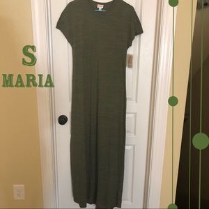 LULAROE OLIVE GREEN MARIA MAXI-SMALL